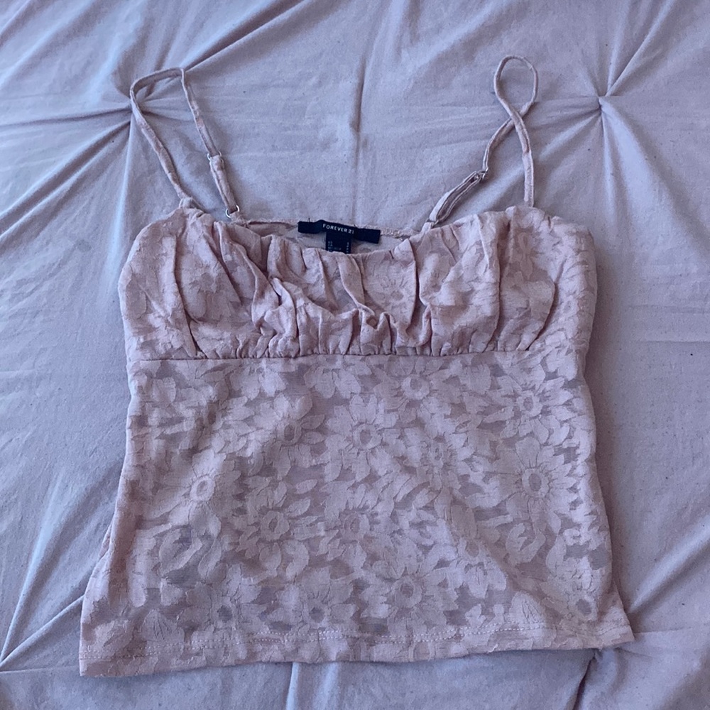 FORVER 21, pink Lacey floral tank top